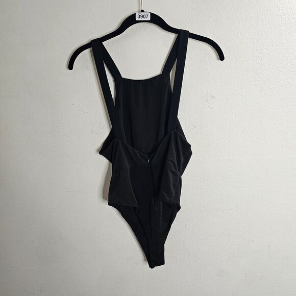 CQ by CQ Sexy Black Square Neck Low Back Zip Bodysuit Medium - Picture 6 of 6
